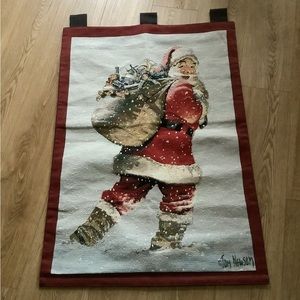 Tom Newsom “Holiday Wishes” Christmas Tapestry Wall Hanging Santa
